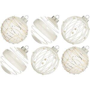 Christmas Ball Ornaments Set-70mm/2.76" White Large Shatterproof Clear Glitter